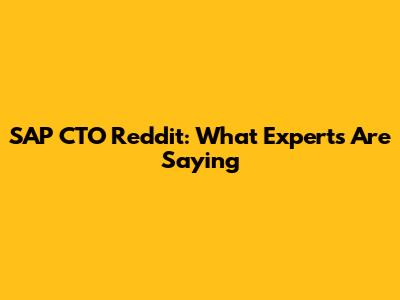 SAP CTO Reddit: What Experts Are Saying
