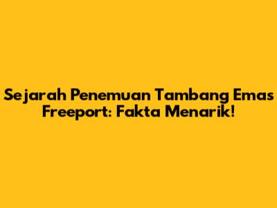 Sejarah Penemuan Tambang Emas Freeport: Fakta Menarik!