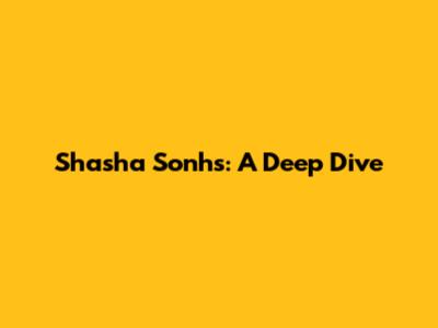 Shasha Sonhs: A Deep Dive