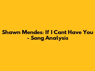 Shawn Mendes: If I Can't Have You - Song Analysis