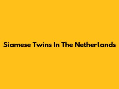 Siamese Twins In The Netherlands
