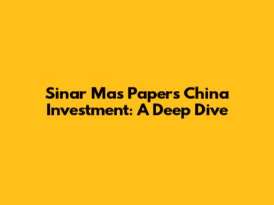 Sinar Mas Paper's China Investment: A Deep Dive
