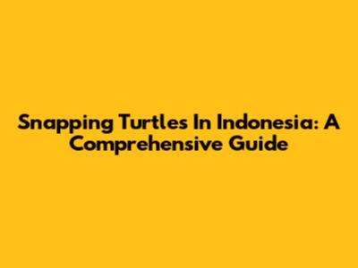 Snapping Turtles In Indonesia: A Comprehensive Guide