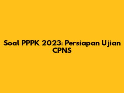 Soal PPPK 2023: Persiapan Ujian CPNS