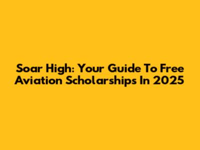 Soar High: Your Guide To Free Aviation Scholarships In 2025
