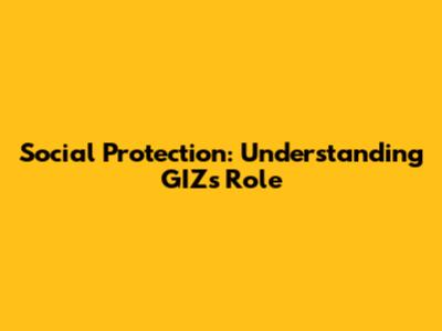 Social Protection: Understanding GIZ's Role