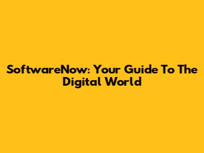 SoftwareNow: Your Guide To The Digital World