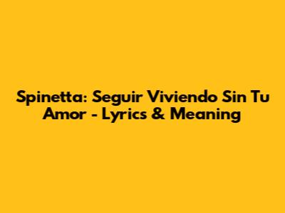 Spinetta: Seguir Viviendo Sin Tu Amor - Lyrics & Meaning