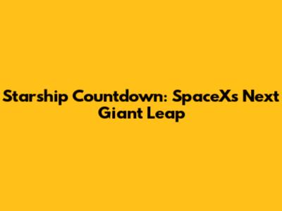 Starship Countdown: SpaceX's Next Giant Leap