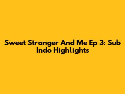 Sweet Stranger And Me Ep 3: Sub Indo Highlights