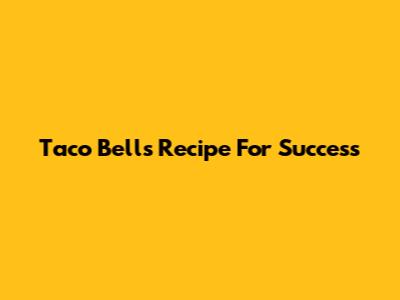Taco Bell's Recipe For Success