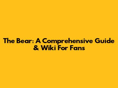 The Bear: A Comprehensive Guide & Wiki For Fans