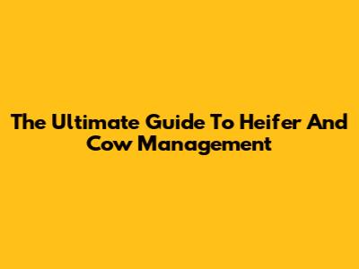 The Ultimate Guide To Heifer And Cow Management