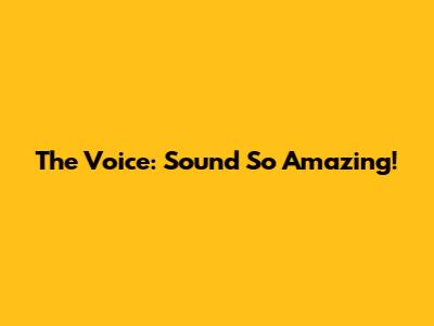 The Voice: Sound So Amazing!