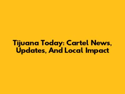 Tijuana Today: Cartel News, Updates, And Local Impact