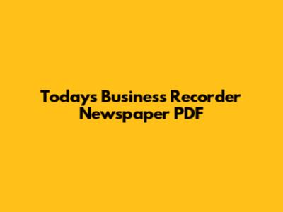 Today's Business Recorder Newspaper PDF