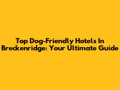 Top Dog-Friendly Hotels In Breckenridge: Your Ultimate Guide