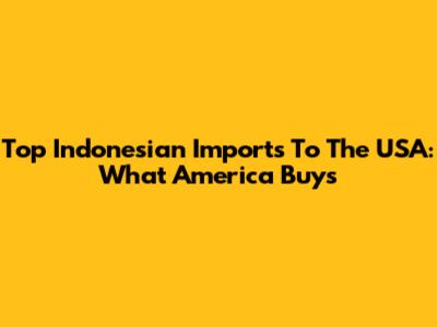 Top Indonesian Imports To The USA: What America Buys