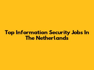 Top Information Security Jobs In The Netherlands