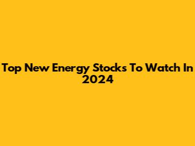 Top New Energy Stocks To Watch In 2024
