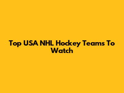 Top USA NHL Hockey Teams To Watch