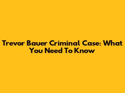 Trevor Bauer Criminal Case: What You Need To Know