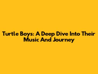 Turtle Boys: A Deep Dive Into Their Music And Journey