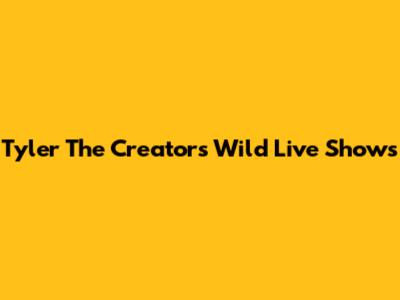 Tyler The Creator's Wild Live Shows