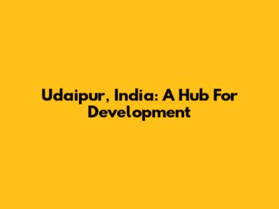 Udaipur, India: A Hub For Development