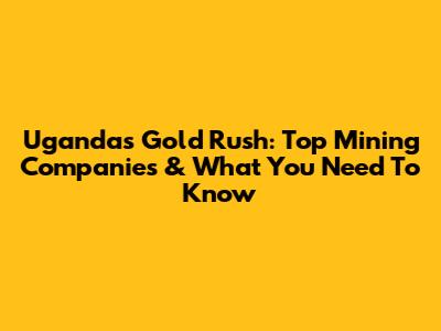 Uganda's Gold Rush: Top Mining Companies & What You Need To Know