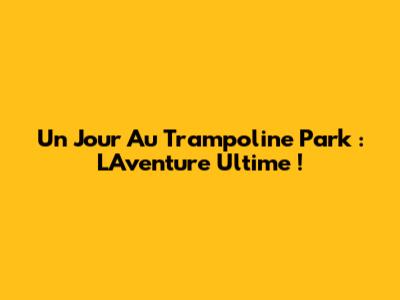 Un Jour Au Trampoline Park : L'Aventure Ultime !