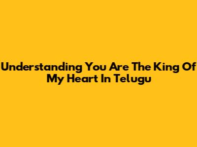 Understanding 'You Are The King Of My Heart' In Telugu