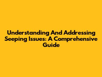 Understanding And Addressing Seeping Issues: A Comprehensive Guide