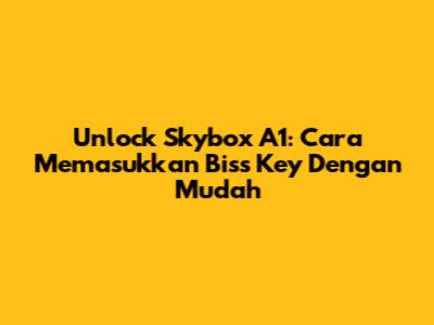Unlock Skybox A1: Cara Memasukkan Biss Key Dengan Mudah