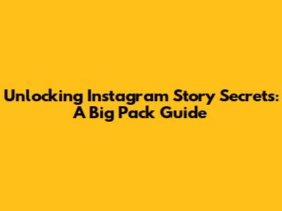 Unlocking Instagram Story Secrets: A Big Pack Guide