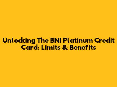 Unlocking The BNI Platinum Credit Card: Limits & Benefits