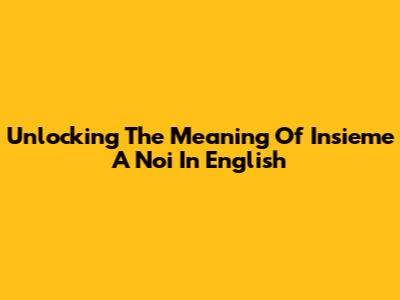 Unlocking The Meaning Of 'Insieme A Noi' In English