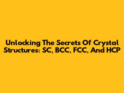 Unlocking The Secrets Of Crystal Structures: SC, BCC, FCC, And HCP