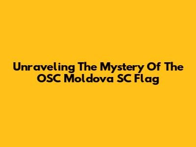 Unraveling The Mystery Of The OSC Moldova SC Flag