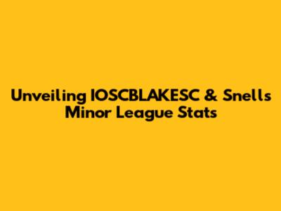 Unveiling IOSCBLAKESC & Snell's Minor League Stats