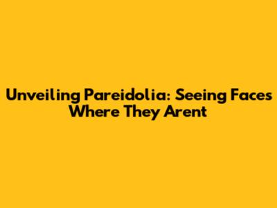 Unveiling Pareidolia: Seeing Faces Where They Aren't