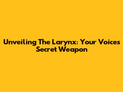 Unveiling The Larynx: Your Voice's Secret Weapon