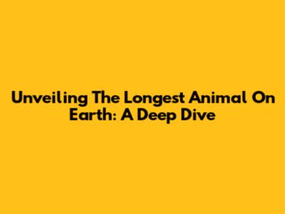 Unveiling The Longest Animal On Earth: A Deep Dive