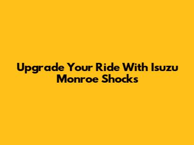 Upgrade Your Ride With Isuzu Monroe Shocks