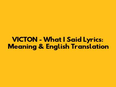 VICTON - What I Said Lyrics: Meaning & English Translation