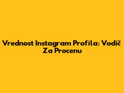 Vrednost Instagram Profila: Vodič Za Procenu