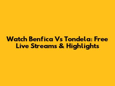 Watch Benfica Vs Tondela: Free Live Streams & Highlights