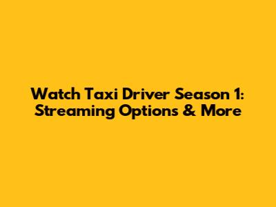 Watch Taxi Driver Season 1: Streaming Options & More