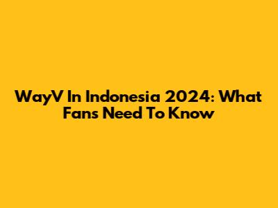 WayV In Indonesia 2024: What Fans Need To Know