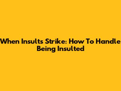 When Insults Strike: How To Handle Being Insulted